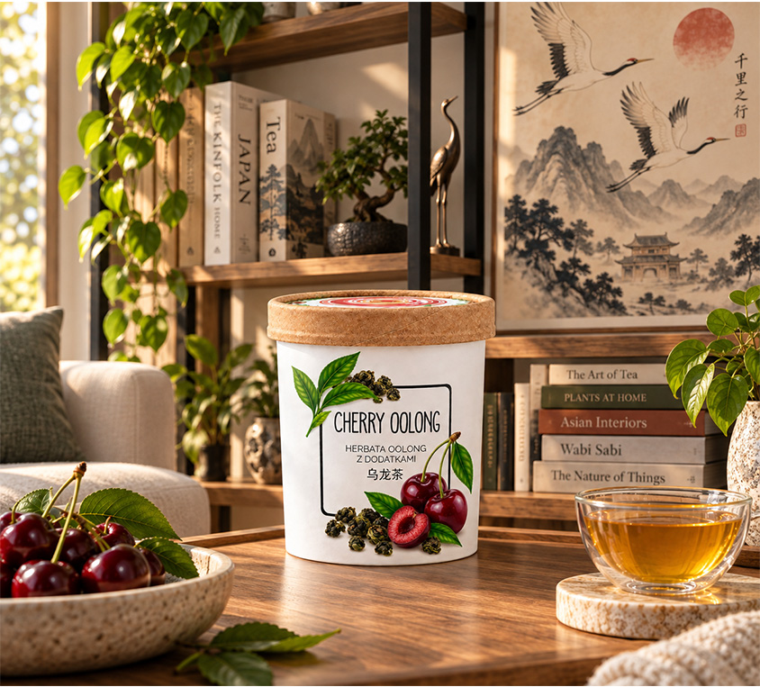 Cherry Oolong Leo Tea – wiśniowa herbata oolong w kubku tekturowym 70g